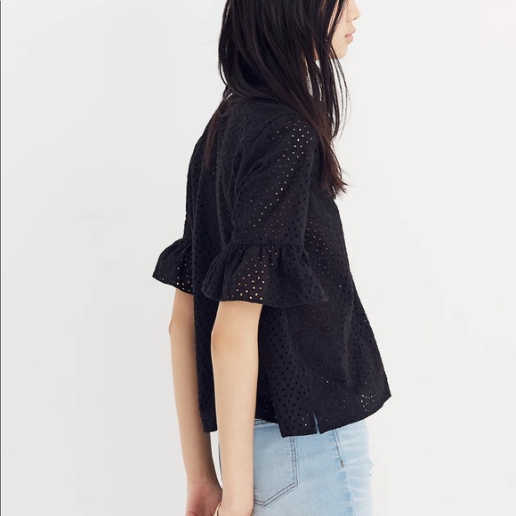 Madewell Eyelet Bell-Sleeve Shirt size large - Picture 3 of 6